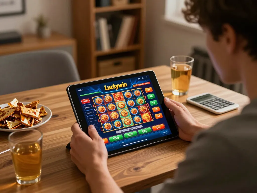 Người chơi tham gia sử dụng ứng dụng Luckywin để chơi game trực tuyến trong một không gian ấm cúng tại nhà