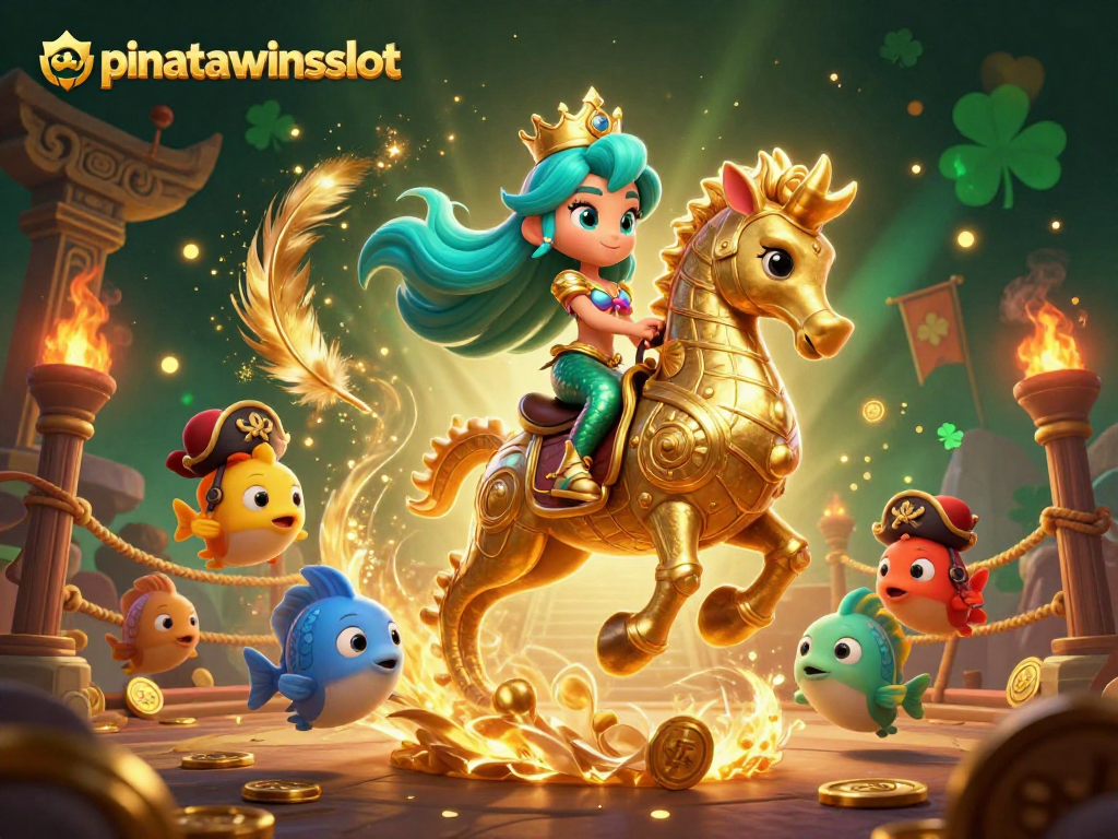 Experience pinatawinsslot with vibrant characters in a dynamic casino scene featuring golden tokens and ambient effects.