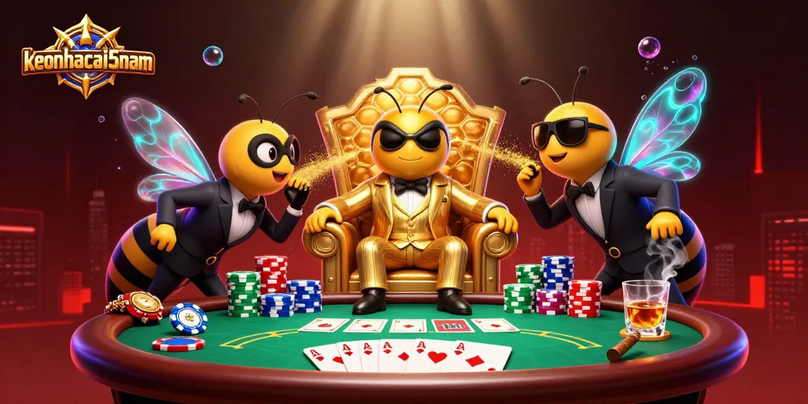 Engage in thrilling gameplay with keonhacai5nam at a vibrant casino table featuring cards and chips.