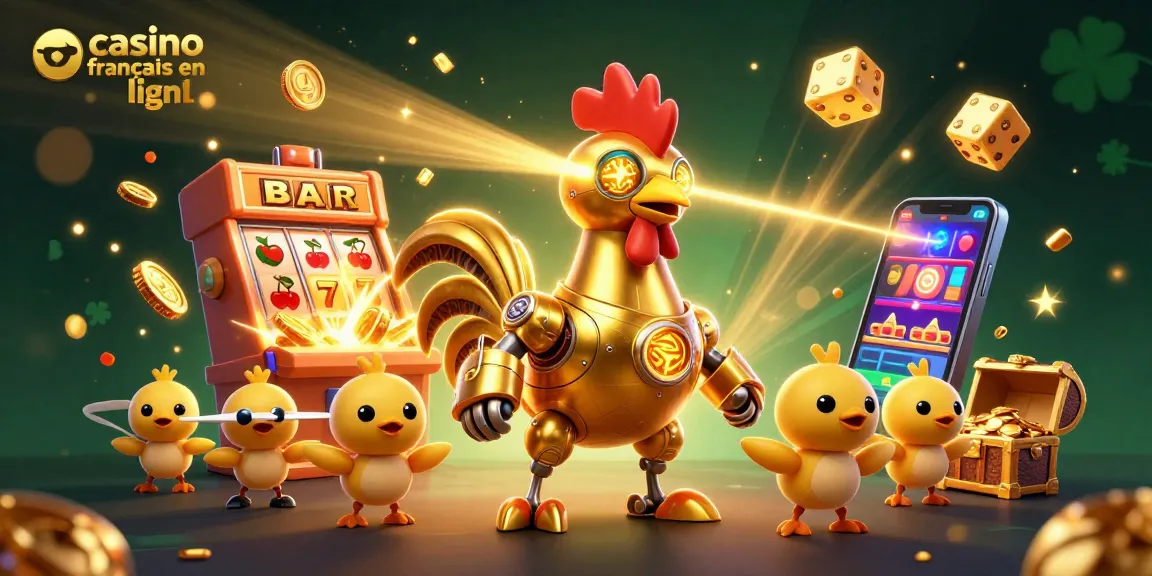 Explorez le casino français en ligne avec une illustration 3D engageante remplie de jeux et de gains.