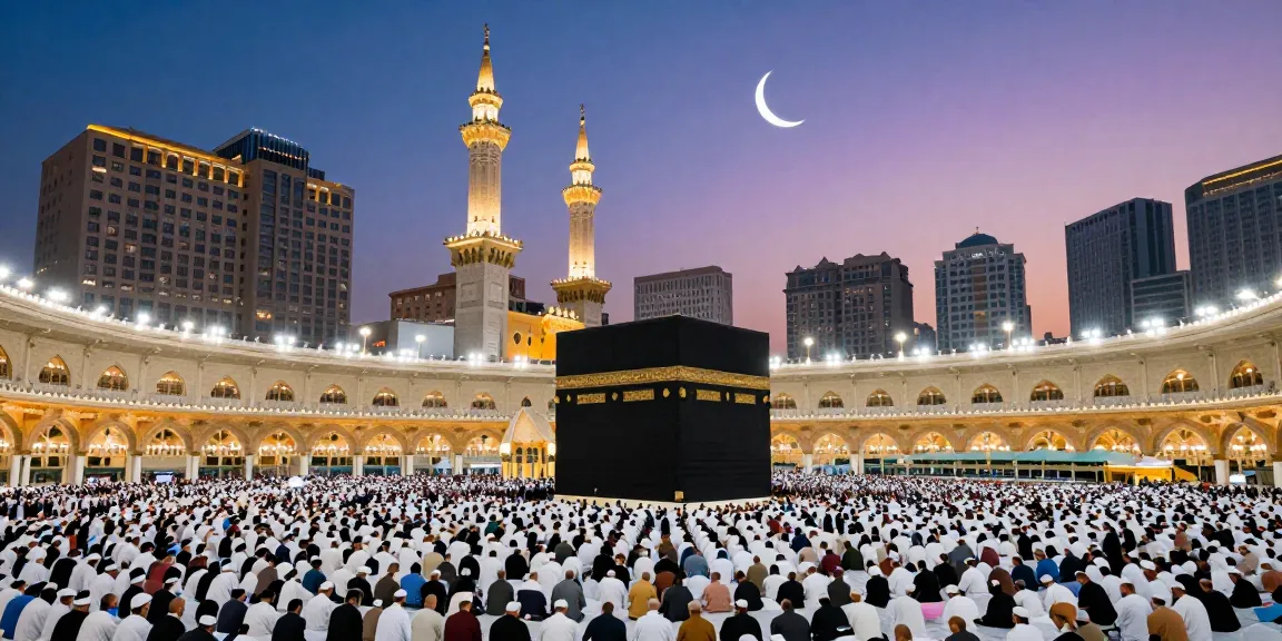 Experience the spiritual journey of umroh ramadhan with vibrant crowds at Masjidil Haram, capturing the essence of pilgrimage.