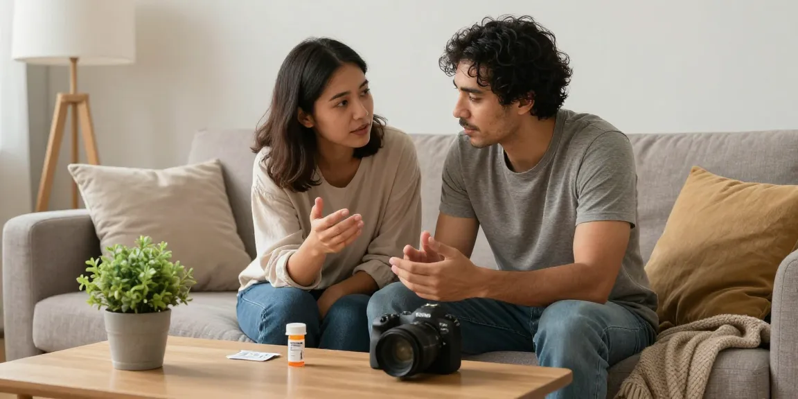 Couple discussing Levitra in a cozy home setting for better sexual health.