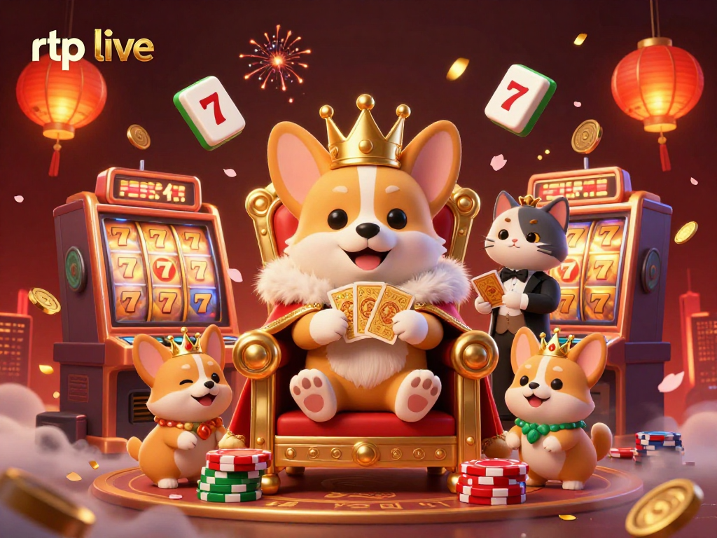 Win big with rtp live games featuring a royal corgi and colorful slot machines