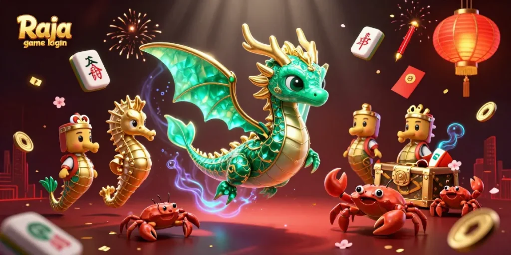 Engage in Raja game login for exciting gameplay with vibrant 3D casino illustrations.